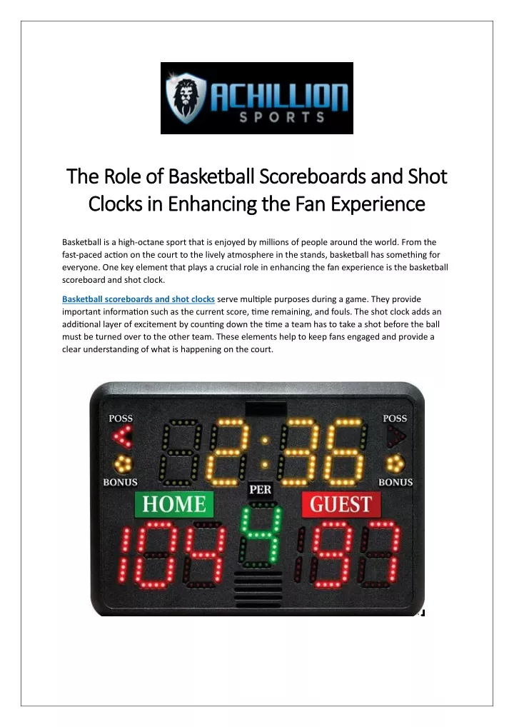 the role of basketball scoreboards and shot