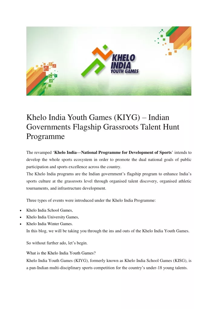 khelo india youth games kiyg indian governments