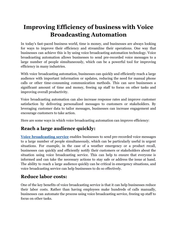 improving efficiency of business with voice