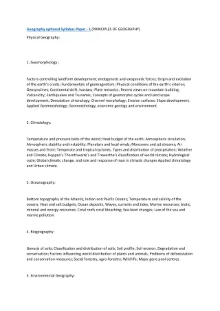 geography optional syllabus paper 1 principles