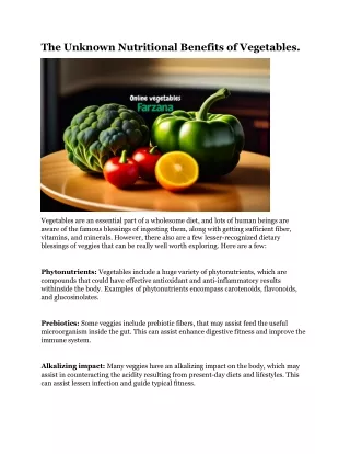 the unknown nutritional benefits of vegetables