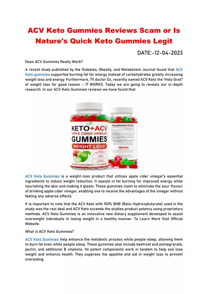 acv keto gummies reviews scam or is nature