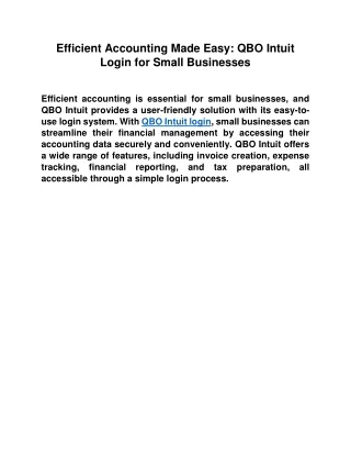 Efficient Accounting Made Easy: QBO Intuit Login for Small Businesses