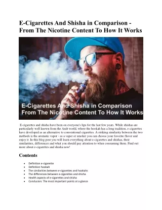 e cigarettes and shisha in comparison from