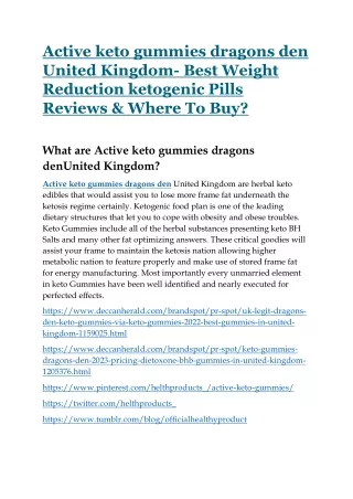 Active keto gummies dragons den United Kingdom- Best Weight Reduction ketogenic Pills Reviews & Where To Buy?