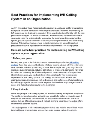 Best Practices for Implementing IVR Calling System in an Organization.docx