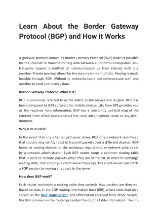 learn about the border gateway protocol