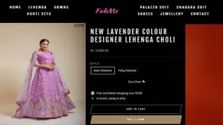 Online Sale New Lavender Colour Designer Lehenga choli in India & Canada