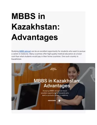 MBBS in Kazakhstan_ Advantages