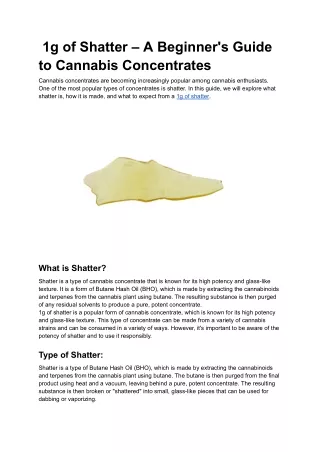 1g of Shatter – A Beginner's Guide to Cannabis Concentrates