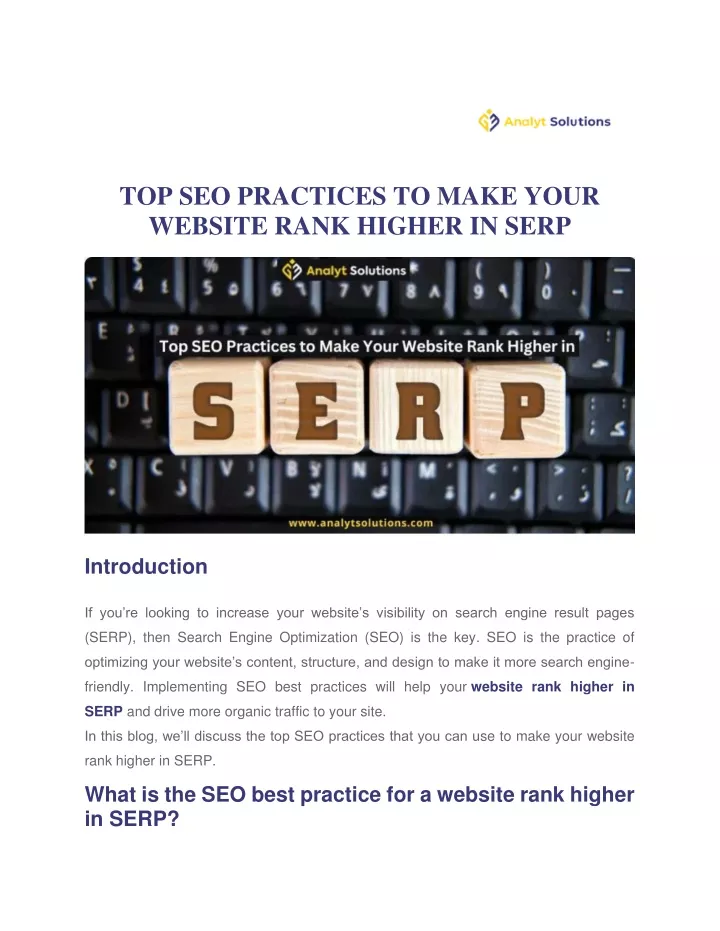 top seo practices to make your website rank