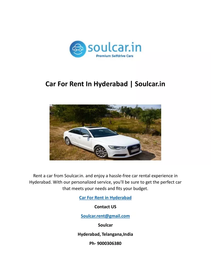 car for rent in hyderabad soulcar in