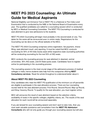NEET Consultancy Services: An Ultimate Guide for Medical Aspirants