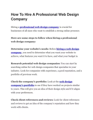 How To Hire A Professional Web Design Company