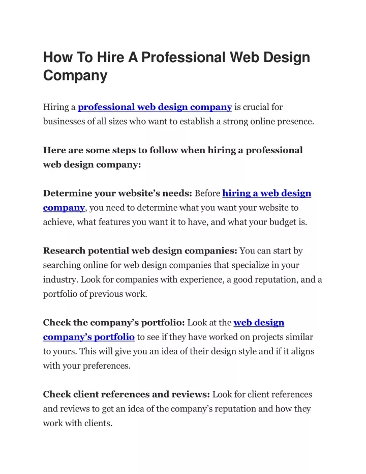 how to hire a professional web design company