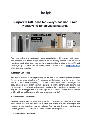 Corporate Gift Ideas for Every Occasion_ From Holidays to Employee Milestones