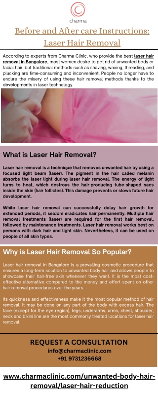 Laser Hair Removal in Bangalore - Before and After care Instructions