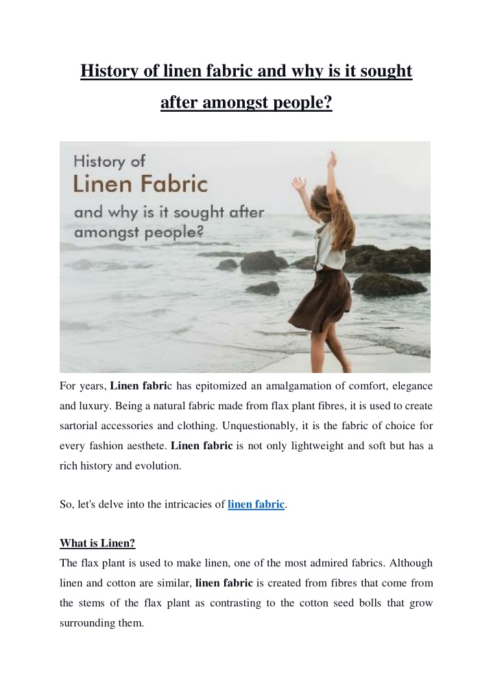 history of linen fabric and why is it sought