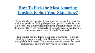 how to pick the most amazing lipstick to suit your skin tone