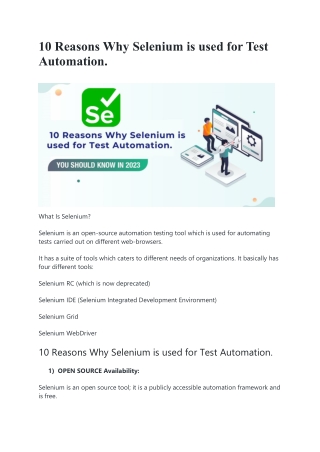 10 reasons why selenium is used for test