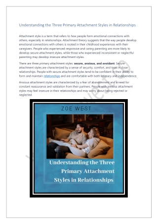 Understanding the Three Primary Attachment Styles in Relationships