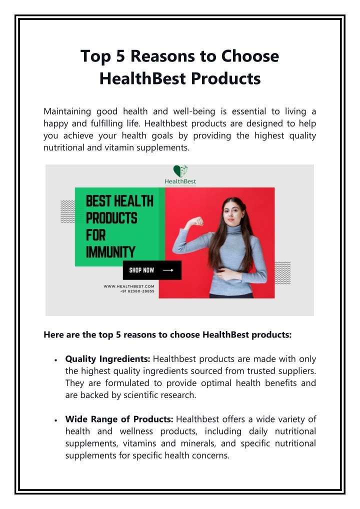 top 5 reasons to choose healthbest products