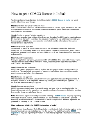 How to get a CDSCO license in India