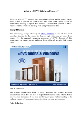 what are upvc windows features