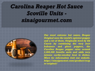 Carolina Reaper Hot Sauce Scoville Units - sinaigourmet.com