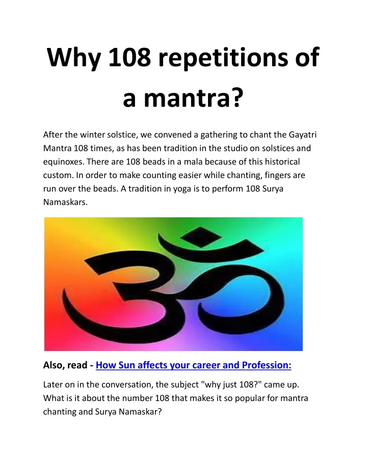 why 108 repetitions of a mantra