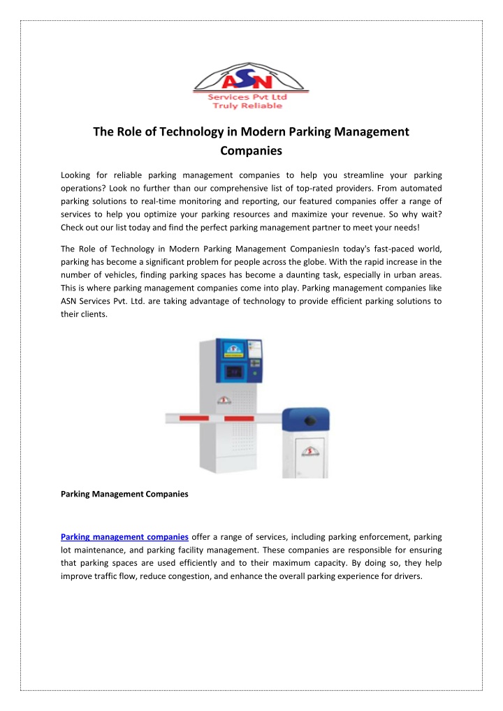 the role of technology in modern parking