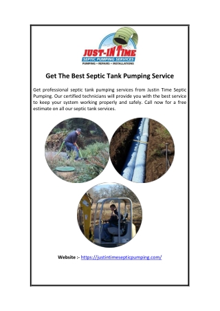 Get The Best Septic Tank Pumping Service