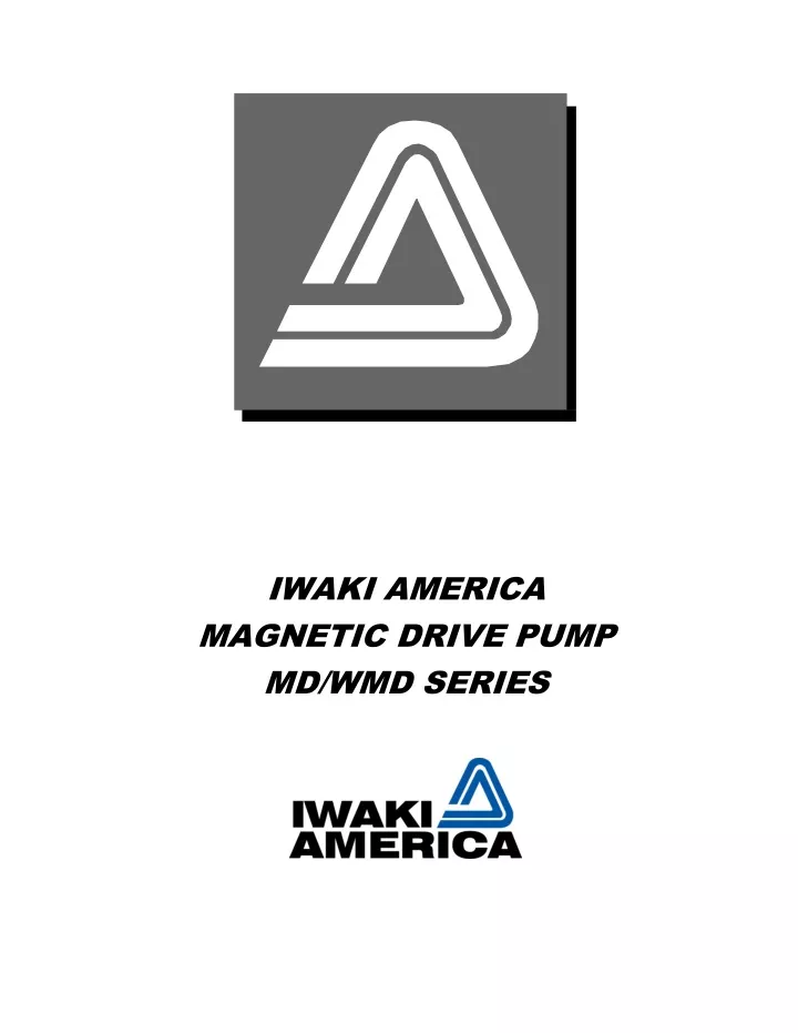 iwaki america magnetic drive pump md wmd series