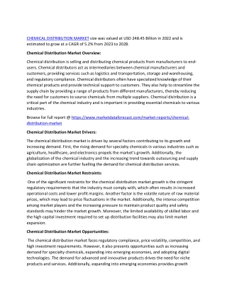 chemical distribution market size was valued