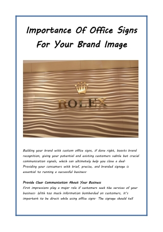 Importance Of Office Signs For Your Brand Image