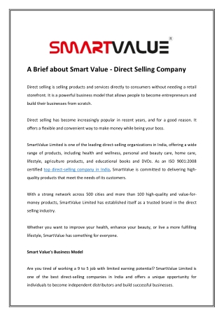 a brief about smart value direct selling company