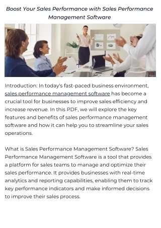 Boost Your Sales Performance with Sales Performance Management Software