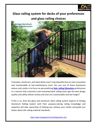 Glass railing system for decks of your preferences and glass railing choices