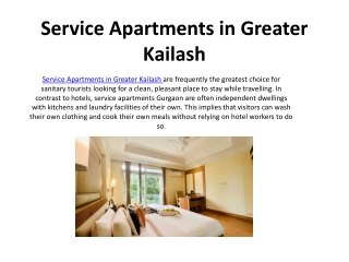 Service Apartments in Greater Kailash