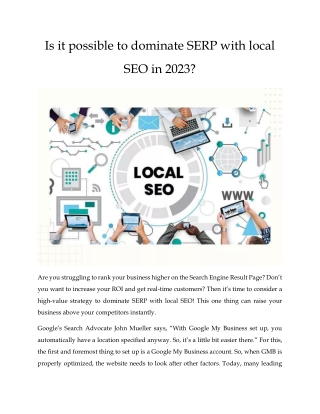 Is it possible to dominate SERP with local SEO in 2023?