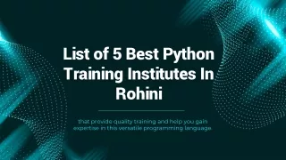 List of 5 Best Python Training Institutes In Rohini