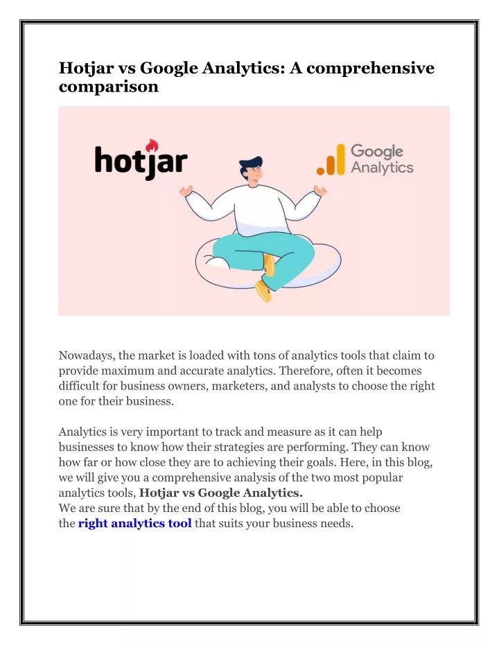 hotjar vs google analytics a comprehensive