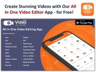 Create Stunning Videos with Our All-In-One Video Editor App - for Free!