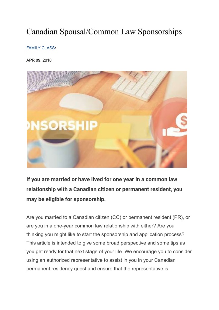 canadian spousal common law sponsorships