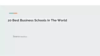 20 Best Business Schools In The World