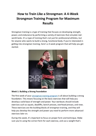 how to train like a strongman a 4 week strongman