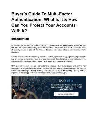 Buyer’s Guide To Multi-Factor Authentication - What All You Need To Know!