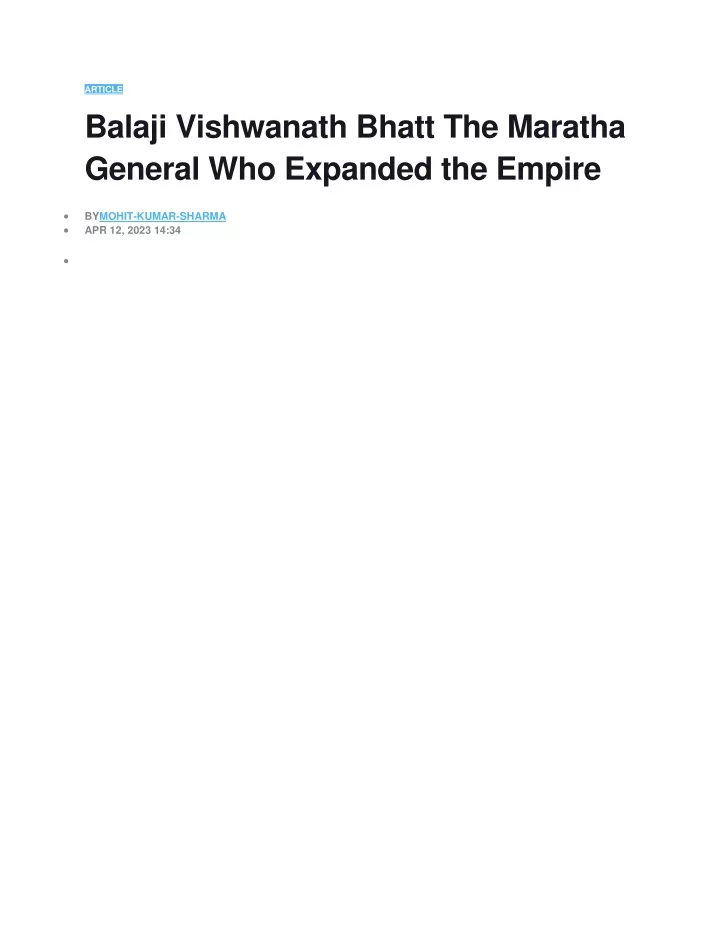 article balaji vishwanath bhatt the maratha