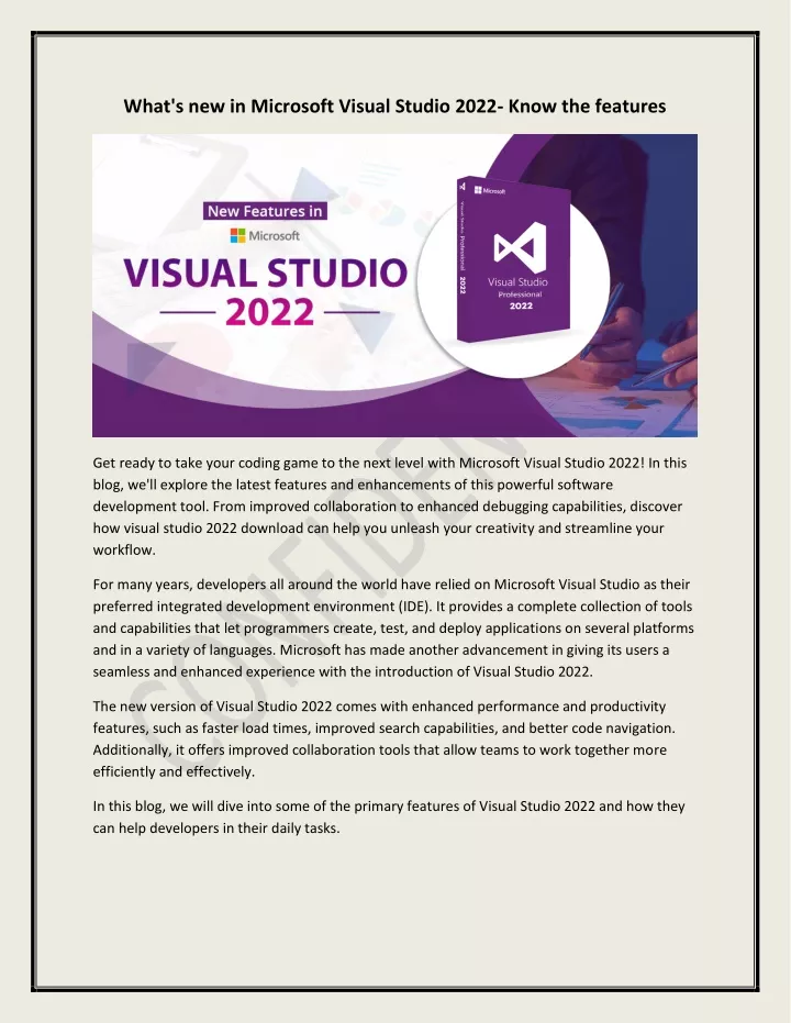what s new in microsoft visual studio 2022 know