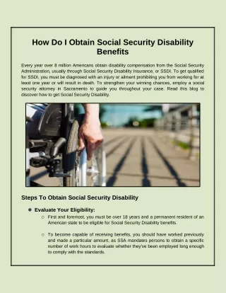 How Do I Obtain Social Security Disability Benefits